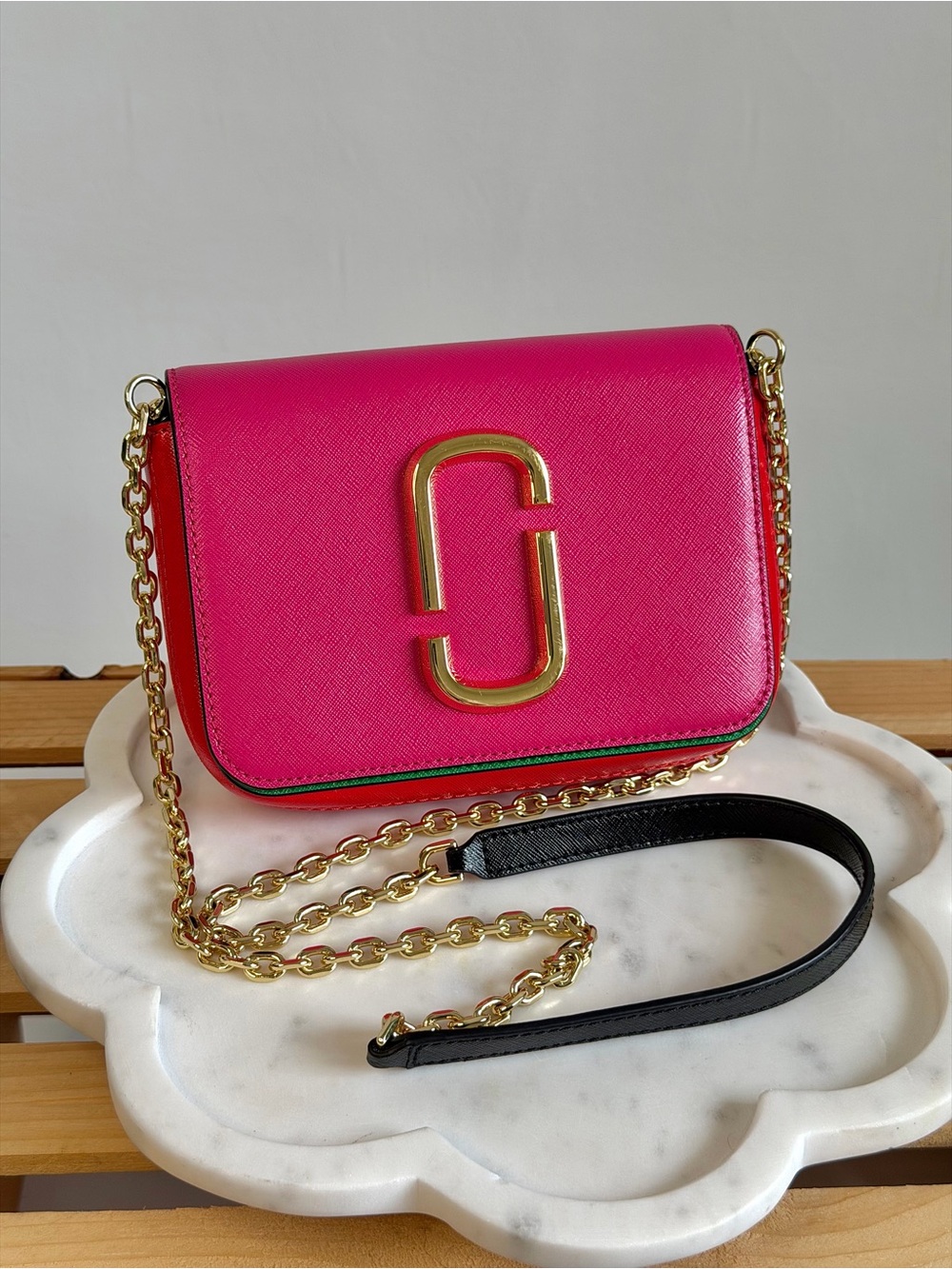Marc Jacobs Hot Pink Crossbody with Gold Chain